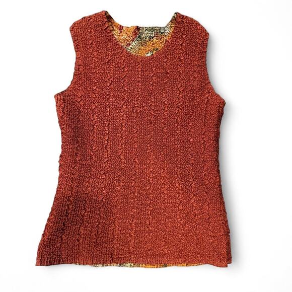 Reversible fairy grunge crinkle tank burt orange & floral womens size xs/small - Picture 2 of 6